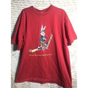 AUTHENTIC Vintage 90’s Bugs Bunny Ski Print Size XL‎ Single Stitch T Shirt USA.